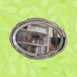 Vintage Silver-toned Serving Tray & FREE Bread Basket